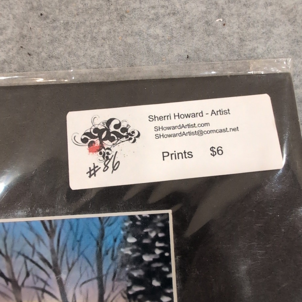 Sherri Howard Winter Landscape Art Print Matted Cabin Dog Sunset Snow Scene - Picture 3 of 4